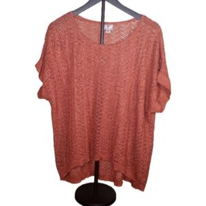 Worthington Rust (Light Brown) Lace Knit Top with Metalic Thread  Size XL